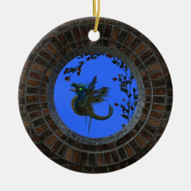 Ornamento De Cerâmica Peacock Fairy Dragon (Frente)