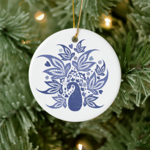 Ornamento De Cerâmica Peacock Feriados Felizes Personalizados