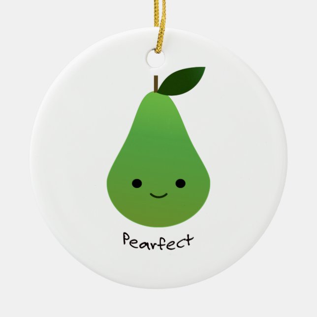 Ornamento De Cerâmica Pearfect Cute Kawaii Pear (Frente)