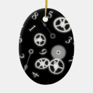 Ornamento De Cerâmica Peças e números de relógio de amostra B&W