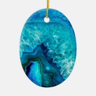 Ornamento De Cerâmica Pedra azul de mineral de Geode de turquesa do Aqua