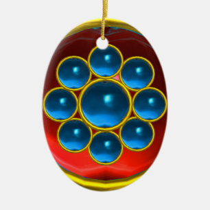 ORNAMENTO DE CERÂMICA PEDRA PRECIOSA AZUL VERMELHA AMARELA SEGUNDA-FEIRA