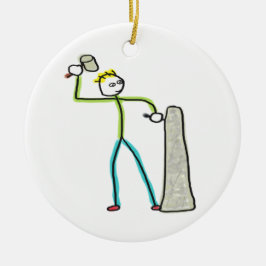 Ornamento De Cerâmica Pedreiro Stickman