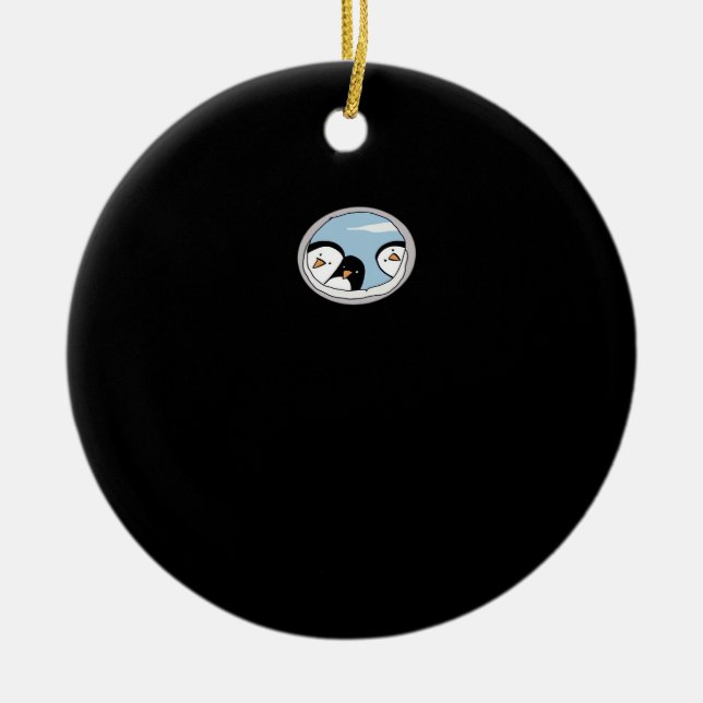 Ornamento De Cerâmica Peekabo Penguins (Frente)