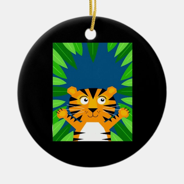 Ornamento De Cerâmica Peekabo Tiger (Frente)