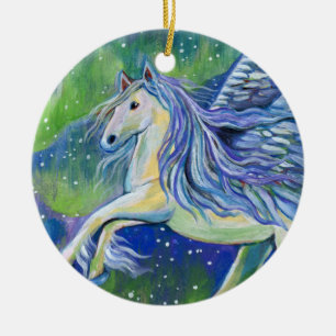 Ornamento De Cerâmica Pegasus À Luz Do Norte