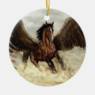 Ornamento De Cerâmica Pegasus na asa
