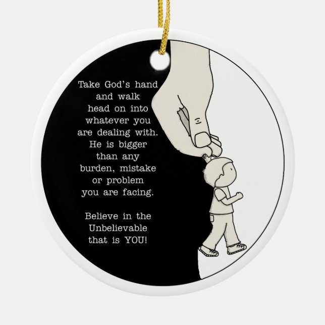 Ornamento De Cerâmica Pegue a mão de Deus (Frente)