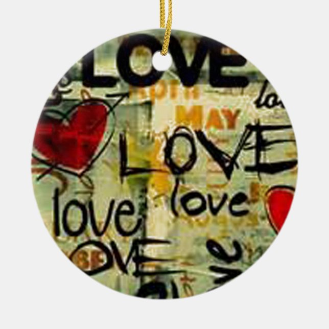 Ornamento De Cerâmica Pegue Um Pequeno Grafite De Amor (Frente)