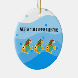 ORNAMENTO DE CERÂMICA PEIXAMOS QUE VOCÊ É NATAL DE MERGULHO