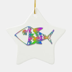 Ornamento De Cerâmica Peixe abstrato