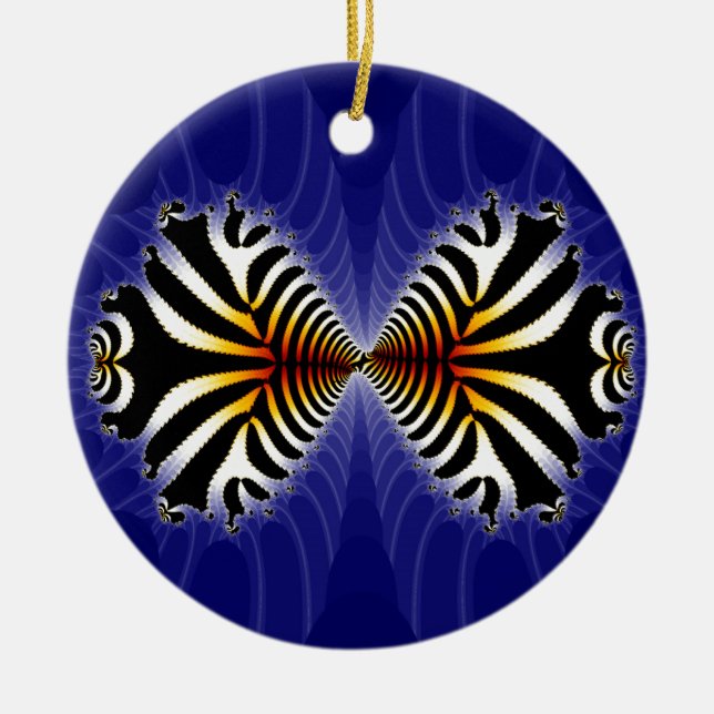 Ornamento De Cerâmica Peixe-Beijo Peixe-Zebra Fractal (Frente)