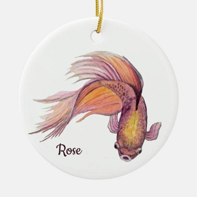 Ornamento De Cerâmica Peixe Betta (Frente)