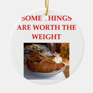 Ornamento De Cerâmica peixe com batatas fritas