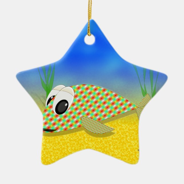 Ornamento De Cerâmica Peixe de animação bonito (Frente)