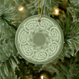 Ornamento De Cerâmica Peixe de Knotwork Celta em Verde