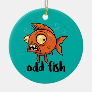 Ornamento De Cerâmica Peixe Estranho Quirky Divertido Peixe Dourado Lara