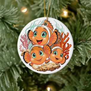 Ornamento De Cerâmica Peixe palhaço Desenho animado Fofo Família Subaquá