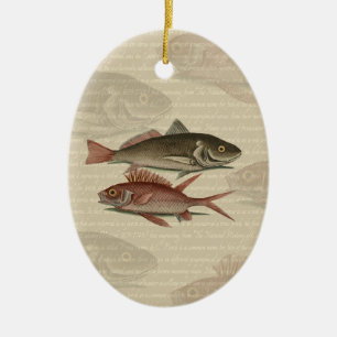 Ornamento De Cerâmica Peixe Perca Vermelha Arte de Pescador