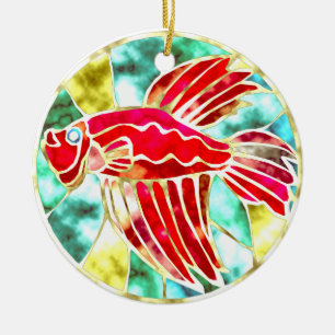 Ornamento De Cerâmica Peixes de Betta