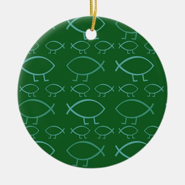 Ornamento De Cerâmica Peixes de Darwin (Frente)