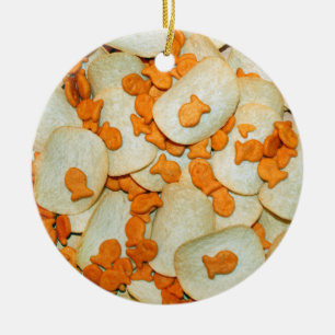 Ornamento De Cerâmica Peixes E Chips