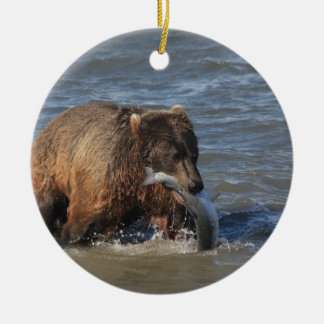 Ornamento De Cerâmica Peixes obtidos? Presentes do urso de Alaska Brown