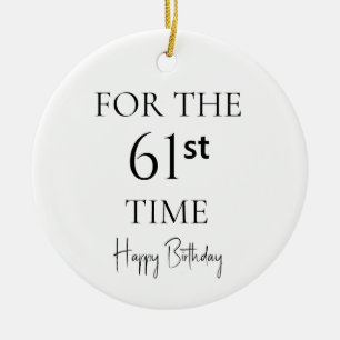 Ornamento De Cerâmica Pela 61ª Vez Feliz Aniversário