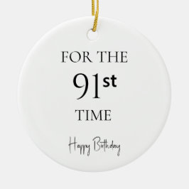 Ornamento De Cerâmica Pela 91ª Vez Feliz Aniversário