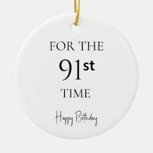 Ornamento De Cerâmica Pela 91ª Vez Feliz Aniversário