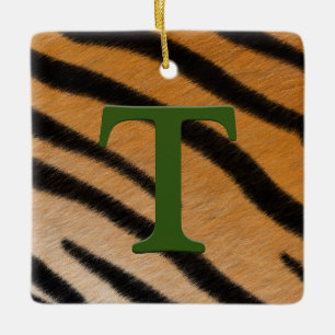 Ornamento De Cerâmica Peles de Tigre Personalizadas Monogramas e Mensage
