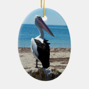 Ornamento De Cerâmica Pelican On Beach Rock,
