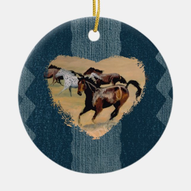 Ornamento De Cerâmica Pelo Amor dos Cavalos (Frente)