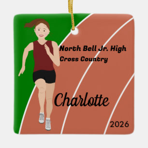 Ornamento De Cerâmica Pêlos castanhos da faixa e garotinha em preto marr