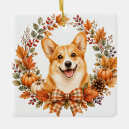 Ornamento De Cerâmica Pembroke Corgi Outono