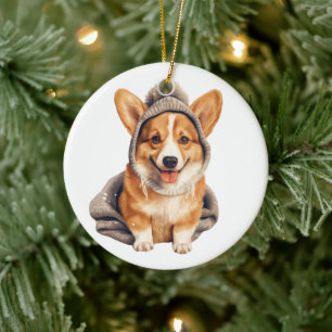 Ornamento De Cerâmica Pembroke Personalizado Arte de Cachorro Galês