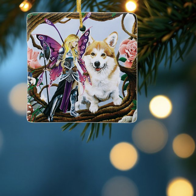 Ornamento De Cerâmica Pembroke Welch Corgi Fairy Fantasy (Criador carregado)