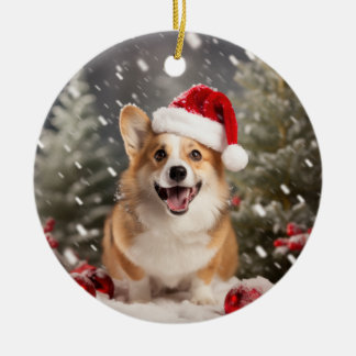 Ornamento De Cerâmica Pembroke Welsh Corgi - Cão de Natal Keepau