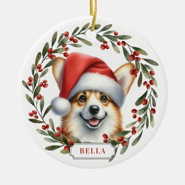 Ornamento De Cerâmica Pembroke Welsh Corgi Ceramic Circle Ornament (Frente)