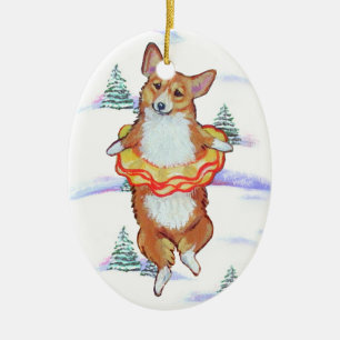 Ornamento De Cerâmica Pembroke Welsh Corgi Oval Ornament
