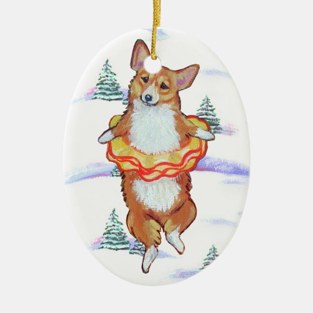 Ornamento De Cerâmica Pembroke Welsh Corgi Oval Ornament (Frente)