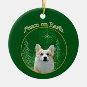 Ornamento De Cerâmica Pembroke Welsh Corgi Peace