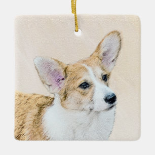 Ornamento De Cerâmica Pembroke Welsh Corgi - Pintura Original para Cacho