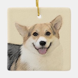 Ornamento De Cerâmica Pembroke Welsh Corgi - Pintura Original para Cacho