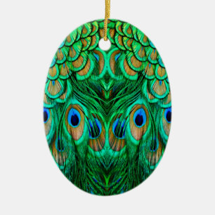 Ornamento De Cerâmica Penas de Pavão Gloriosas