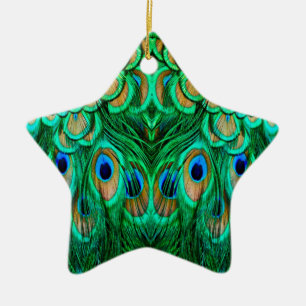 Ornamento De Cerâmica Penas de Pavão Gloriosas