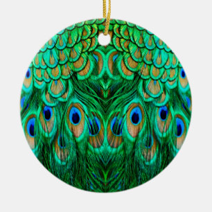 Ornamento De Cerâmica Penas de Peacock Gloriosas
