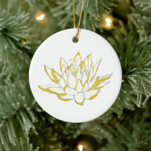 Ornamento De Cerâmica Pêndulo pendente amarelo de flores de lótus