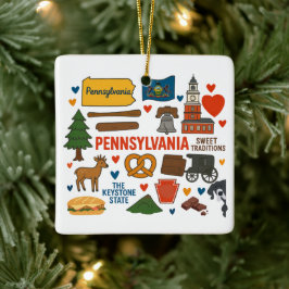 Ornamento De Cerâmica Pennsylvania Custom Family Trip 2026 Christmas