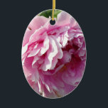Ornamento De Cerâmica Peões cor-de-rosa-rosa, elegantes e românticos<br><div class="desc">Romântica,  elegante,  gracioso Pêonias Rosa- foto floral de H Cooper</div>